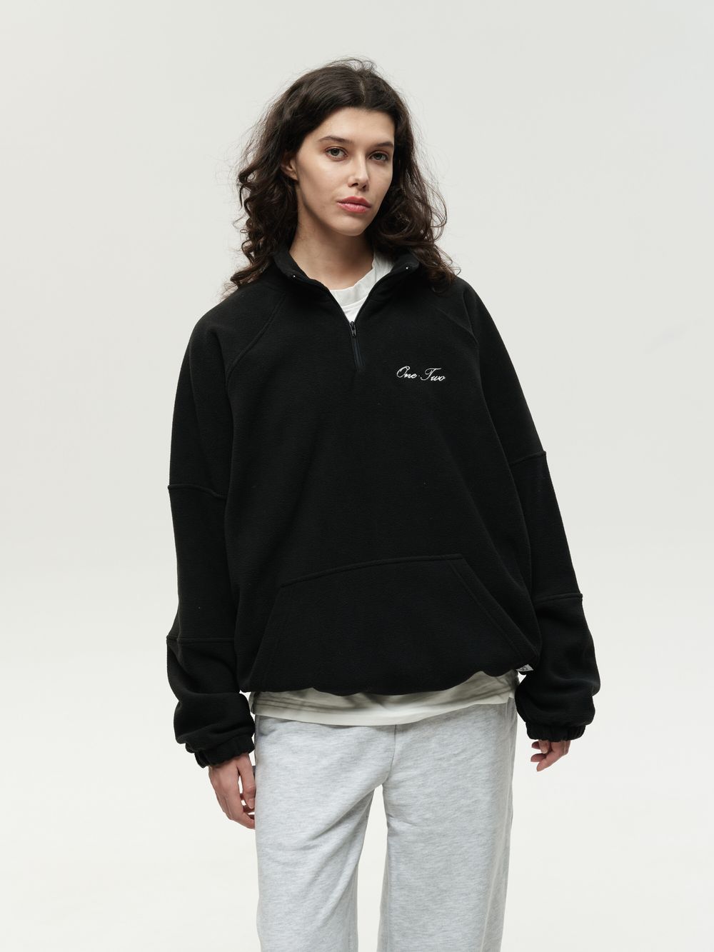 Толстовка One Two Drawstring Half-Zipped черная