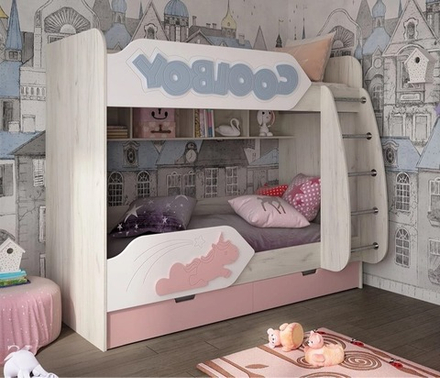 Детская 3Д Кровать двухъярусная ДН-84 правое исполнение