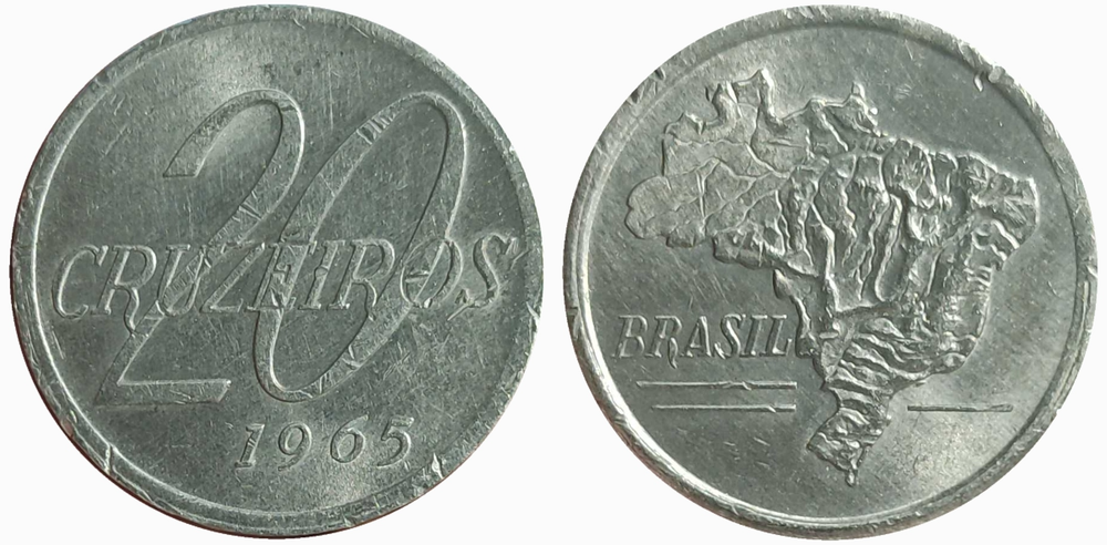 Бразилия 20 крузейро, 1965 Карта VF