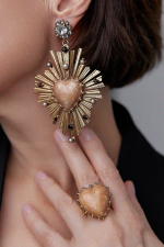 Серьги Celeste G, со вставкой из смальты и кристаллами Swarovski, CS24.2-1765 (бежевый)