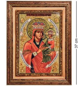 AMB-01/ 7 Икона Божией Матери «Споручница грешных» (с янтарной крошкой) пласт.рамка H-37см