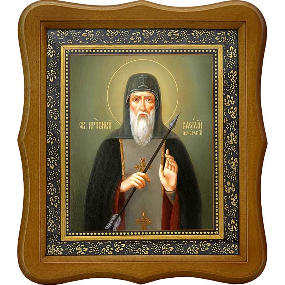 Василий Печерский, преподобномученик, иеромонах. Икона на холсте.