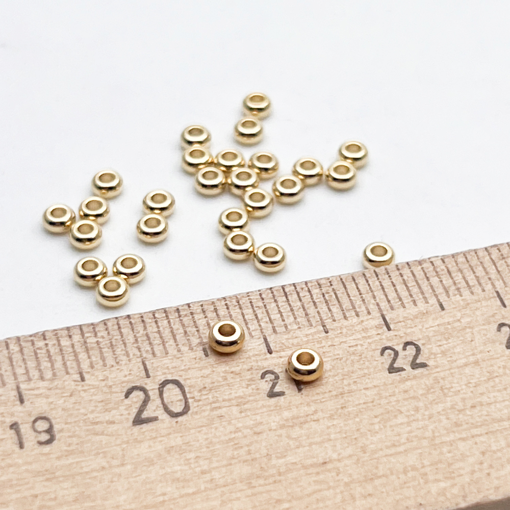 Бусина, цвет золото, размер 3*1,5 мм, цена за 10 шт