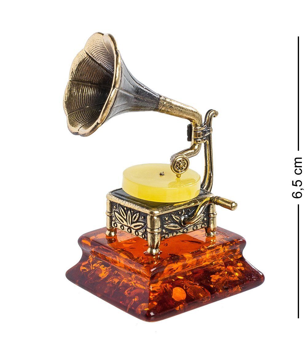 Народные промыслы AM- 502 Фигурка «Патефон» (латунь, янтарь)