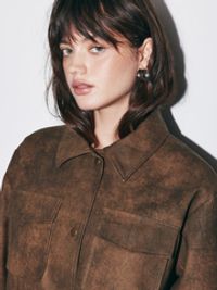 Пиджак из экокожи "Винтажный коричневый" женский