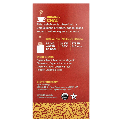 Equal Exchange, органический черный чай, 20 чайных пакетиков, 40 г (1,41 унции)