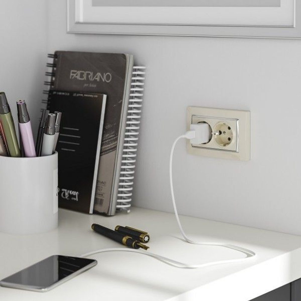 Рамка для двойной розетки Snabb слоновая кость/хром