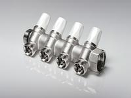 Коллектор REHAU латунный с регулирующими вентилями 1quot;х3/4quot; 4 выхода под евроконус