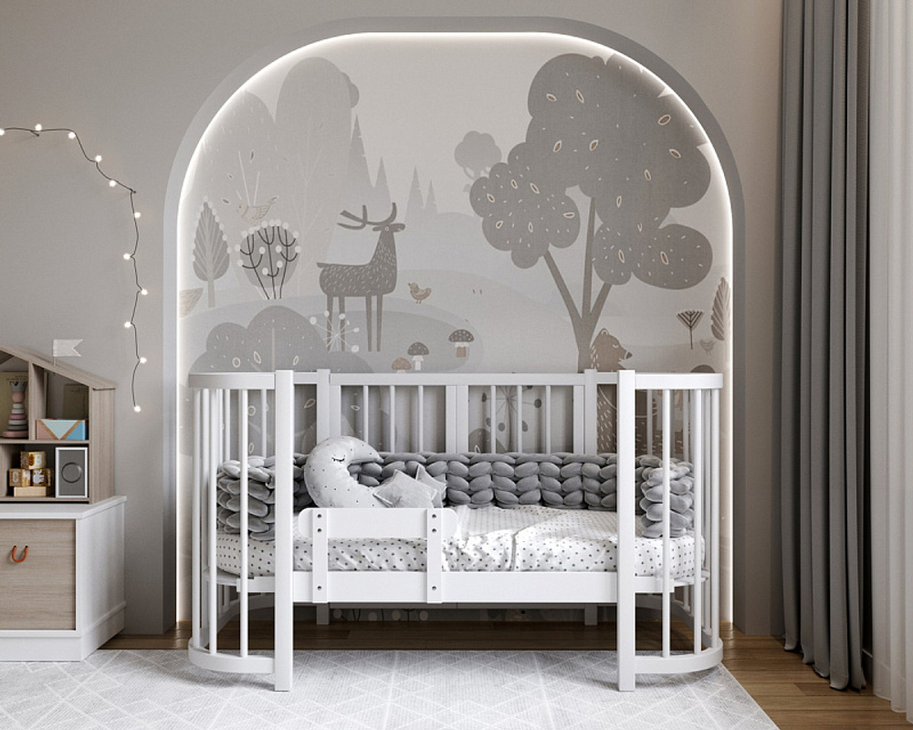 Кроватка детская Dreams Store Smart с маятником 1000201 Белый/Белый + 1001001 Белый