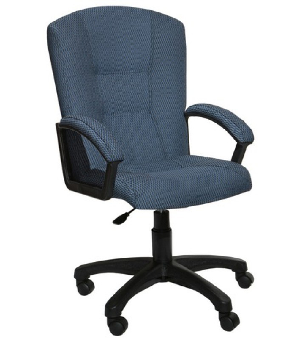 Фортуна-4 Кресло для руководителя (синяя ткань, крестовина пластиковая, подлокотники черные пластиковые)
