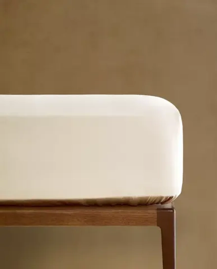 ZARA HOME (300 НИТЕЙ) НАТЯЖНАЯ ПРОСТЫНЯ ИЗ ХЛОПКА, ЭКРЮ