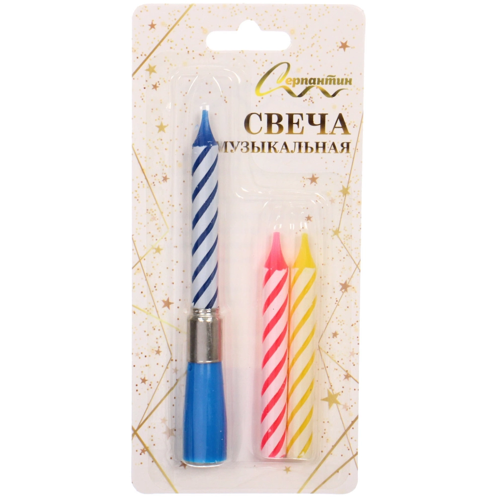 Свечи для торта «Мелодия» (набор 3 шт) 7 см (музыкальная)