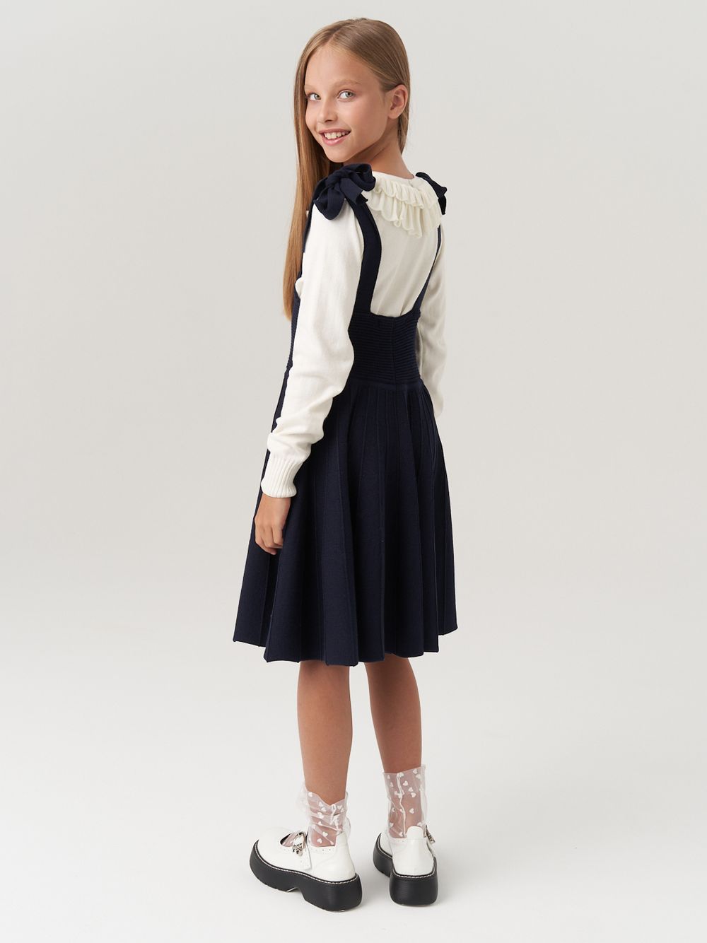 Сарафан школьный для девочки AT972-218 синий