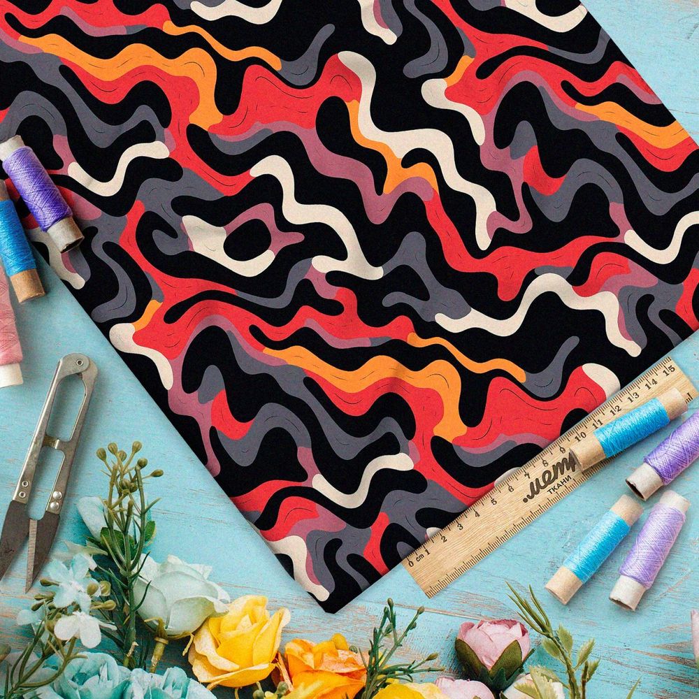 Ткань премиум шелк искусственный Армани колоритные сны