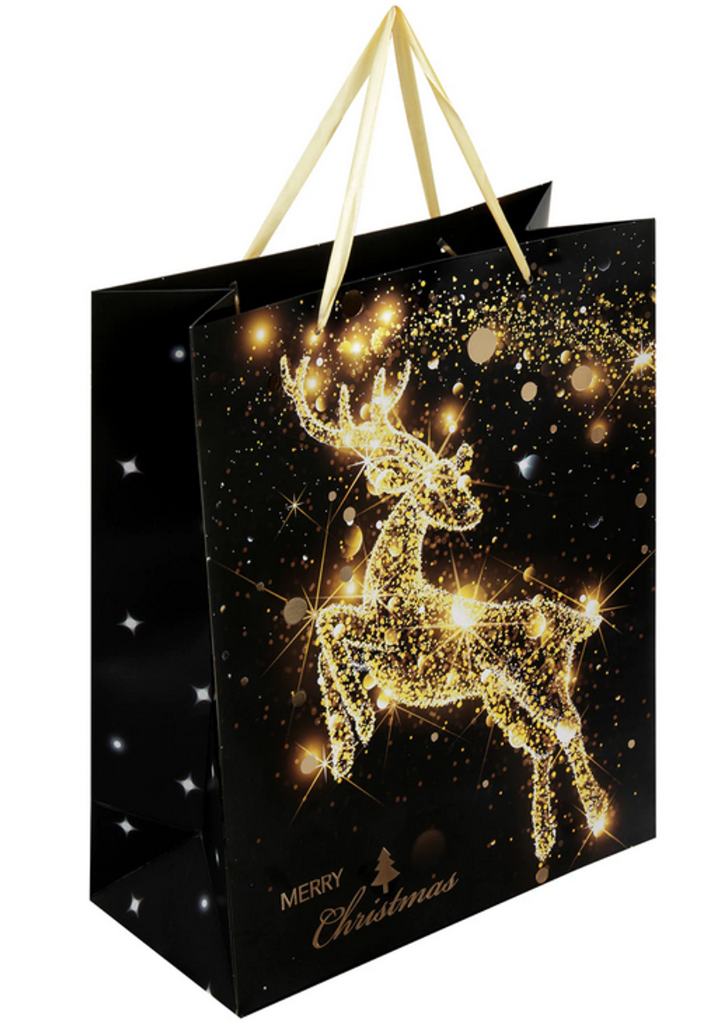 Пакет новогодний 26x13x32см. "Midnight Deer" фольга (Золотая сказка)