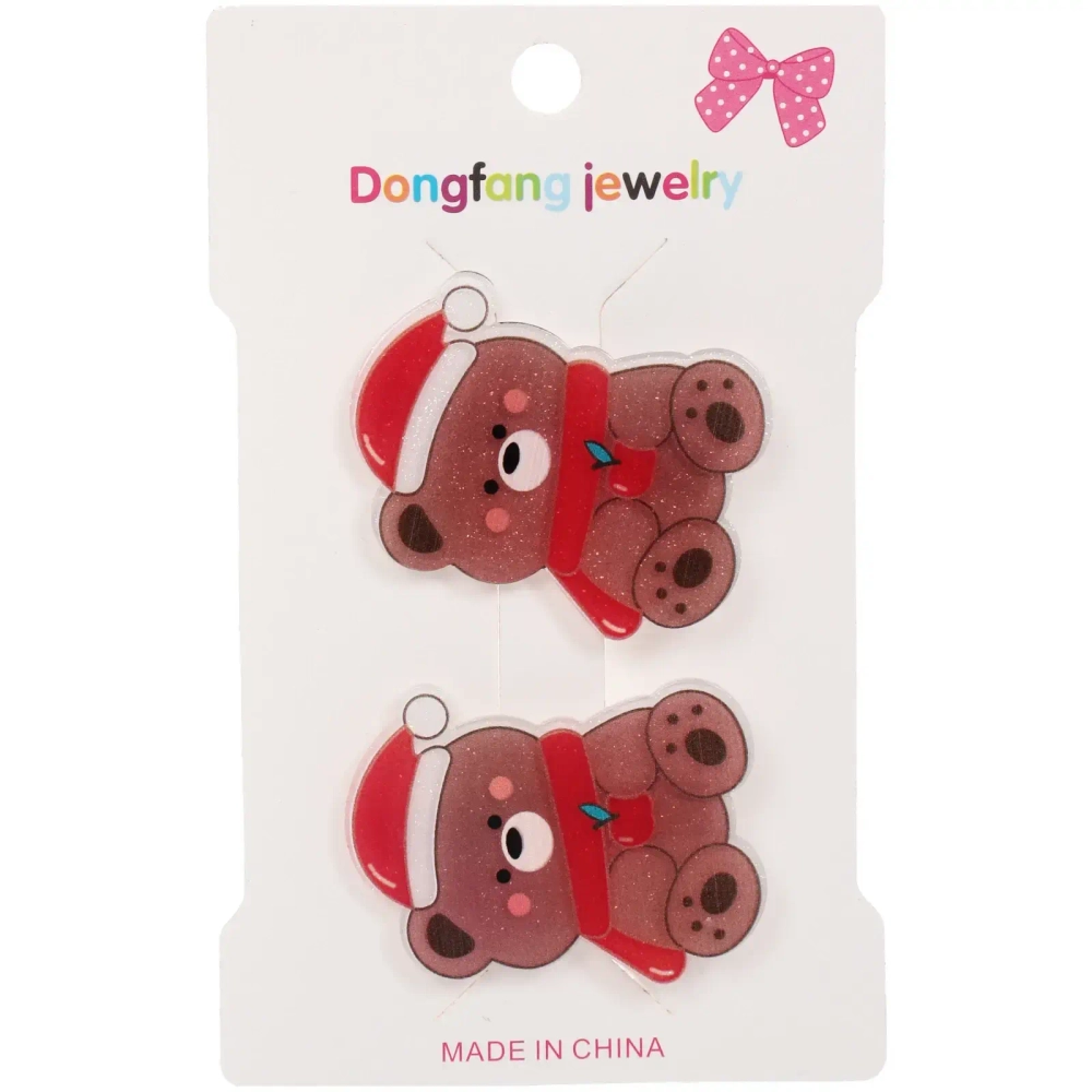 Зажимы для волос детские 2шт «БИСКВИТ», Мишка, 5см