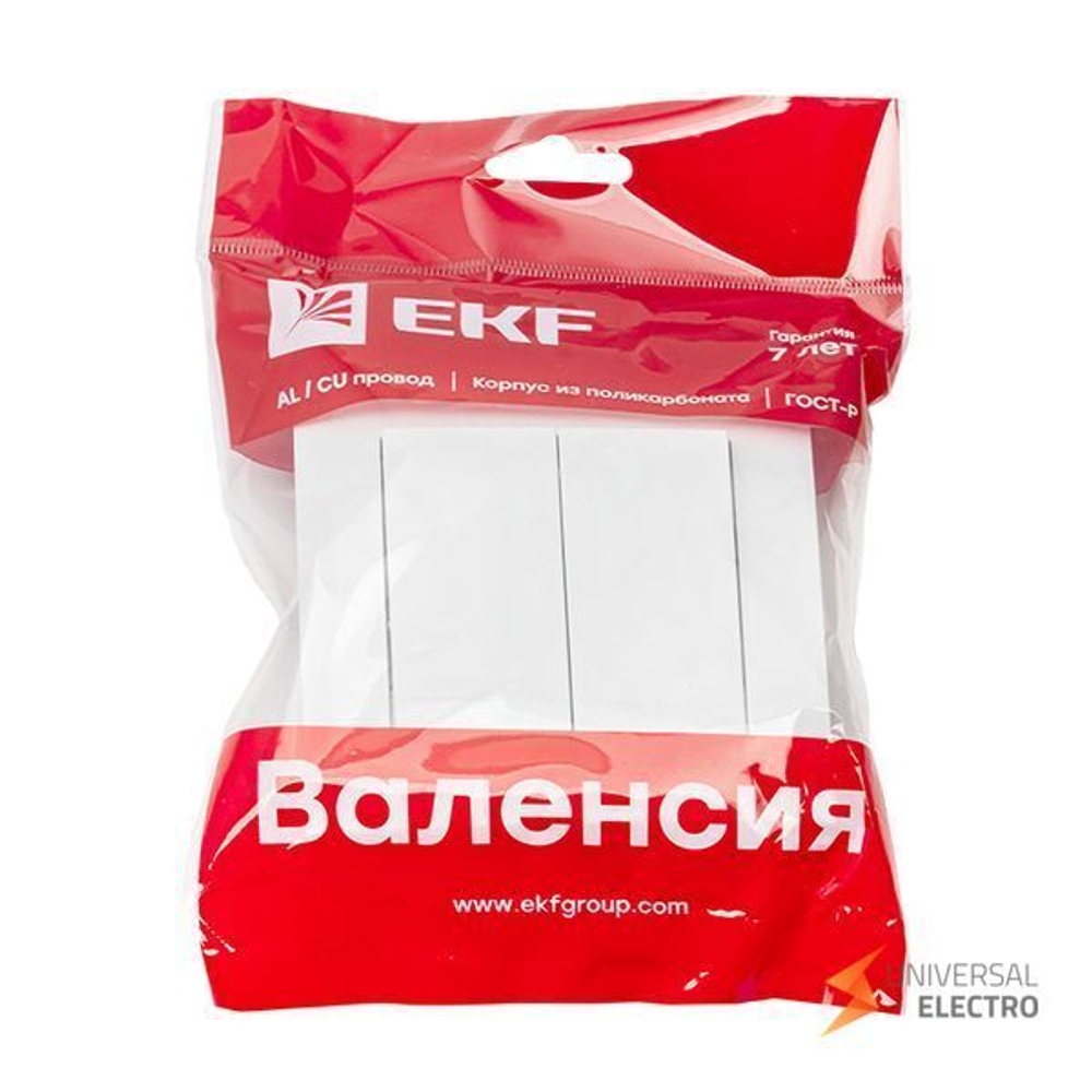 Валенсия выключатель 2-кл, 10А белый EKF PROxima