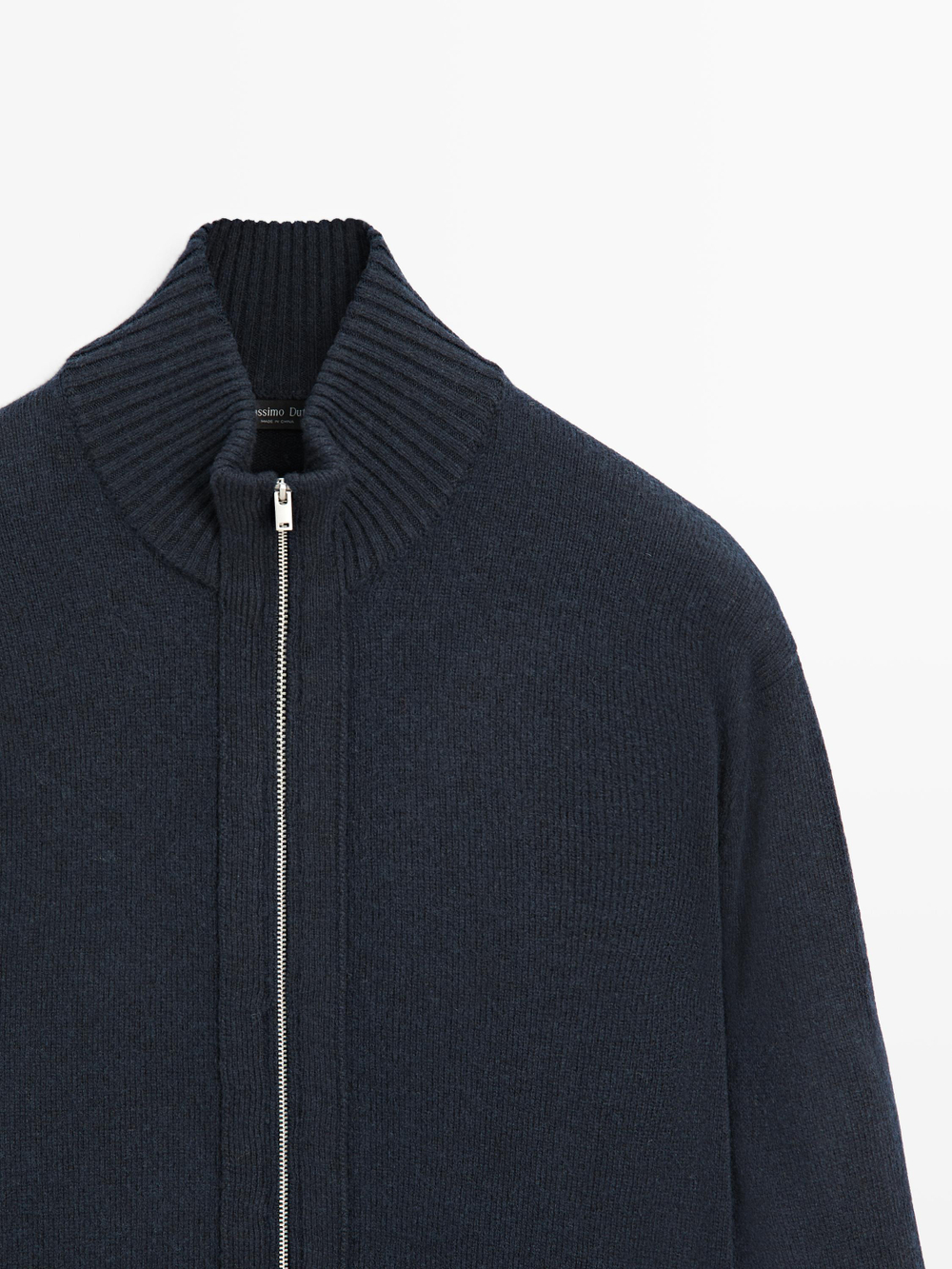 Massimo Dutti Кардиган из смесовой шерсти на молнии, темно-синий