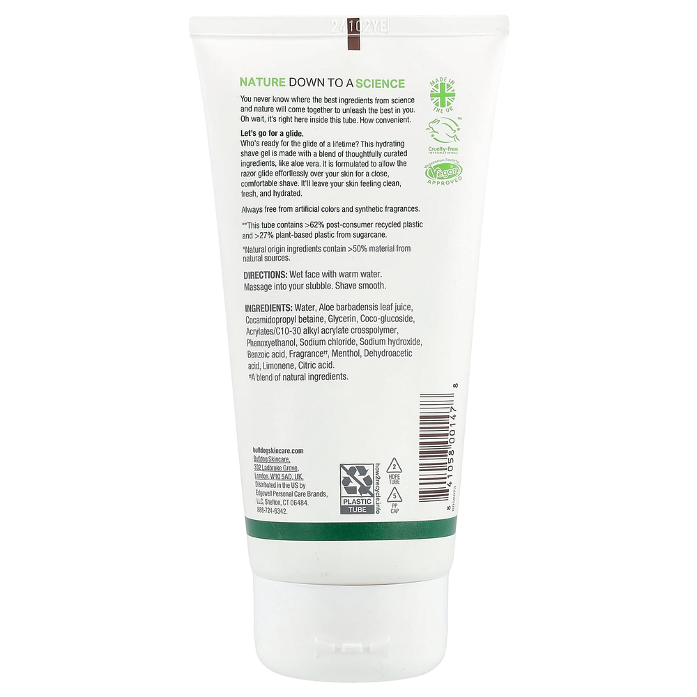 Bulldog Skincare For Men, Оригинальный гель для бритья с алоэ вера, 175 мл (5,9 жидк. Унции)
