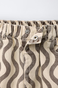 ZARA ДЖИНСЫ С ГЕОМЕТРИЧЕСКИМ ПРИНТОМ, ЭКРЮ