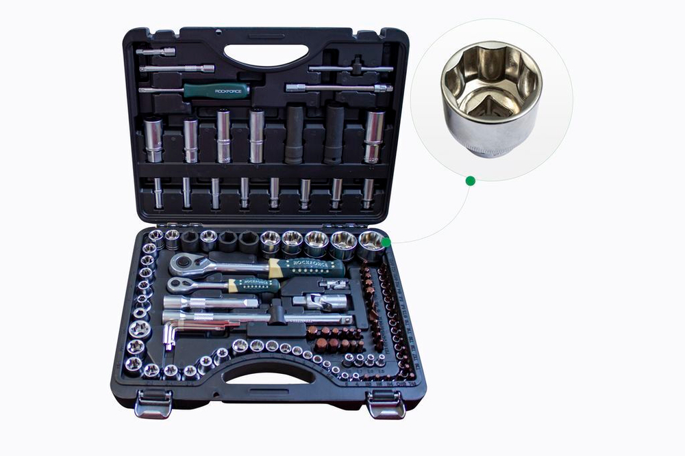 Набор инструментов 108+6пр. 1/4'',1/2''(сорв.гр.) RockForce##Rock FORCE RF-41082-7 Premium