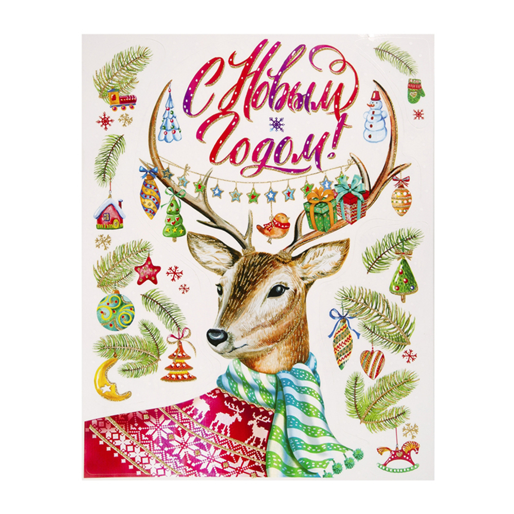 Новогоднее оконное украшение "Олень"