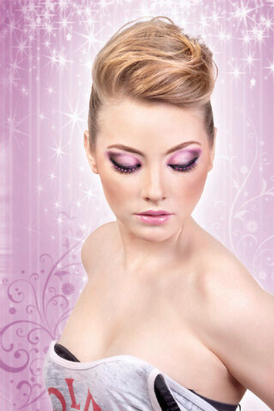 Ресницы черные с фиолетовыми стразами (Цвет: черный)