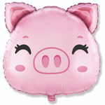Шар (24''/61 см) Фигура, Голова, Милый Поросенок