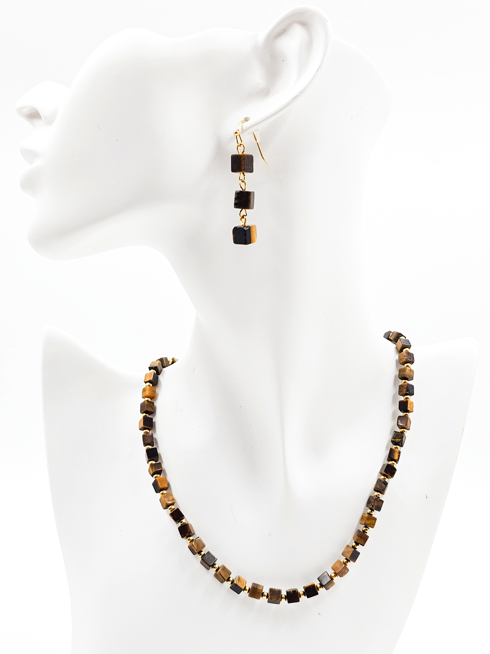 Чокер браслет серьги из камня тигровый глаз