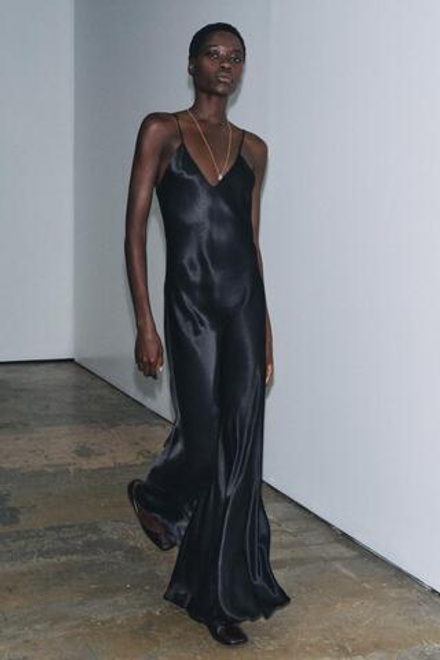 ZARA ПЛАТЬЕ-КОМБИНАЦИЯ ИЗ КОЛЛЕКЦИИ ZW, ЧЕРНЫЙ