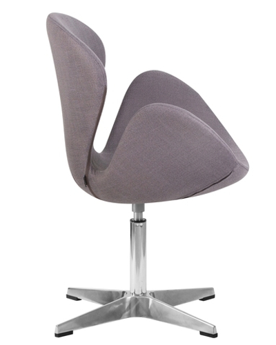 Кресло дизайнерское DOBRIN SWAN, серая ткань IF11, алюминиевое основание