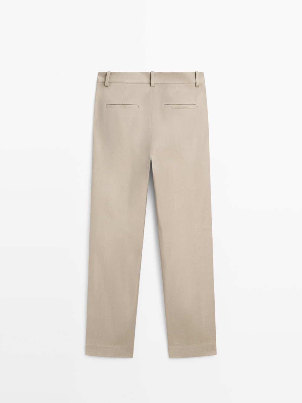 Massimo Dutti Брюки прямого кроя из смесового льна, бежевый