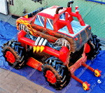 Коммерческий надувной батут "Машина монстр" с крышей