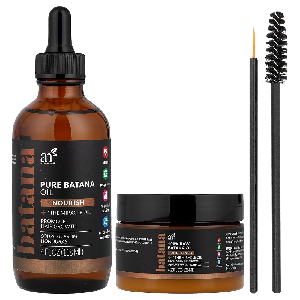 artnaturals, Чистое масло батаны, набор для роста волос, набор из 4 предметов
