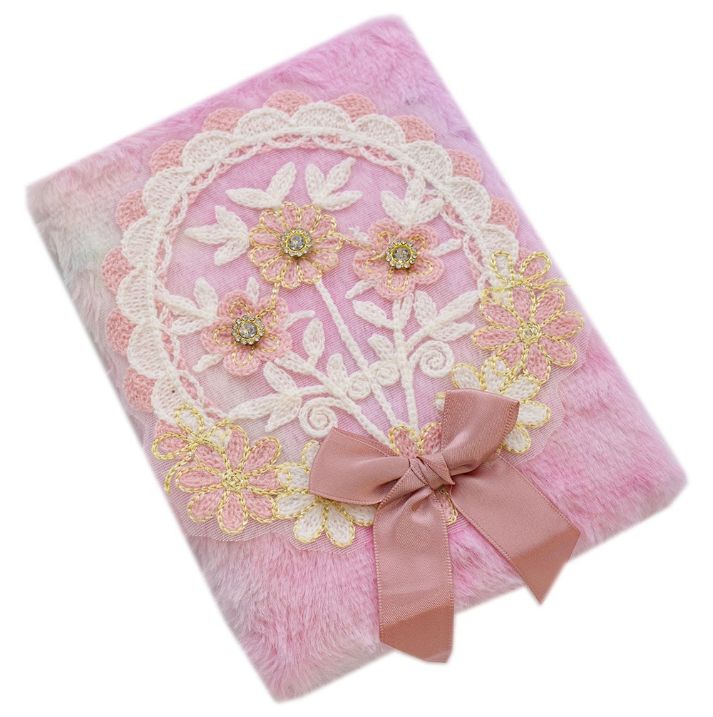 Записная книжка 15,0 см * 20,5 см, 7БЦ, Alingar, плюш, аппликация, 80 л, клетка, "Цветы"