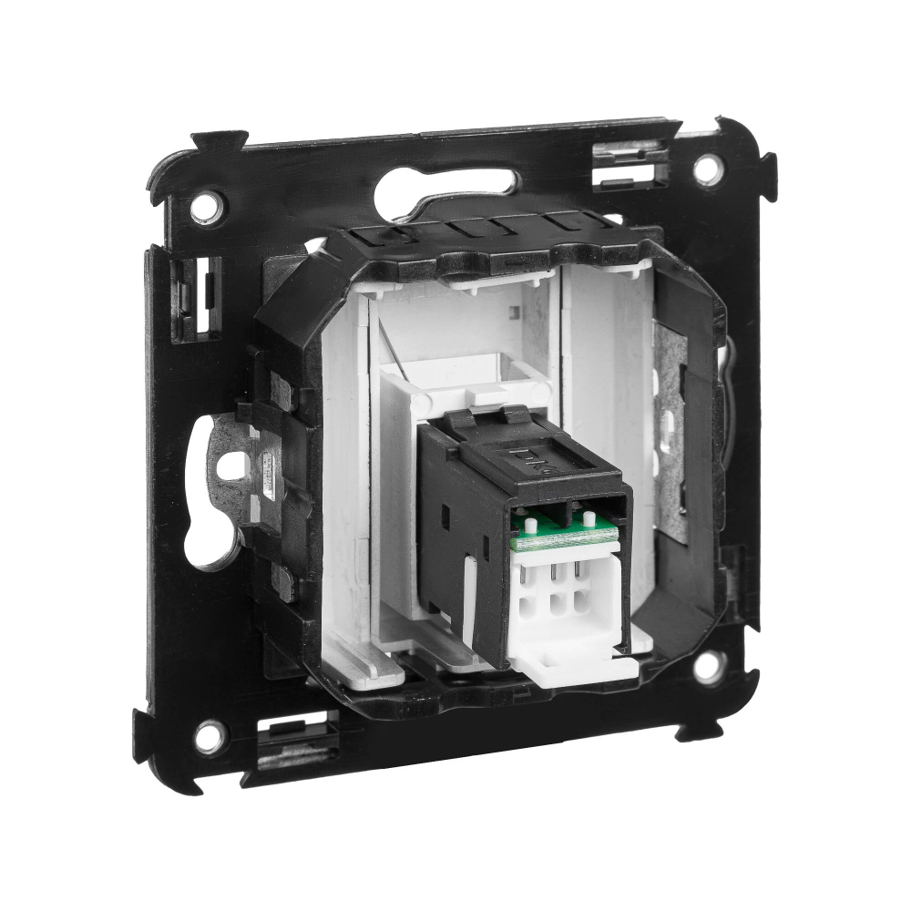 Компьютерная розетка RJ-45 в стену, кат.6А одинарная, "Avanti", "Закаленная сталь"