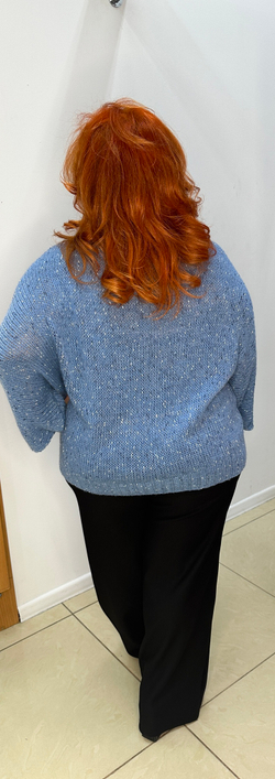 Итальянский синий меланжевый блузон-джемпер