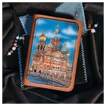 Кожаная обложка на паспорт «Городские мотивы»