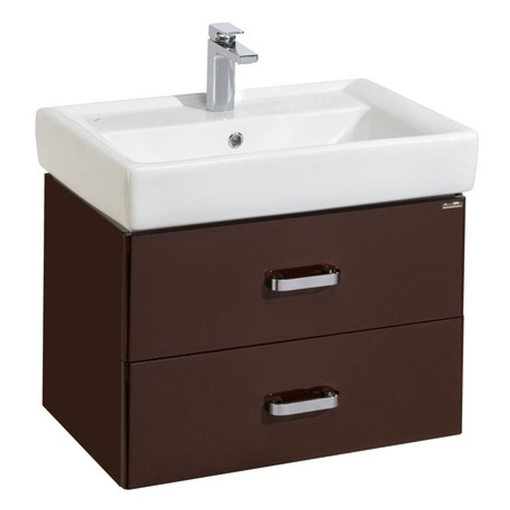 Тумба под раковину, АМЕРИНА, 70, темно-коричневая, (подвесная, 2 ящика)