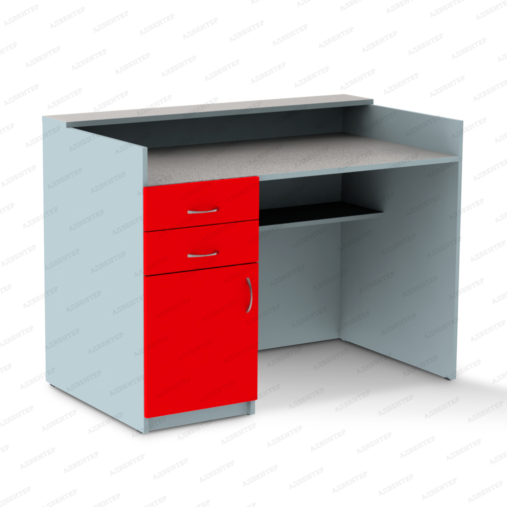 Цвет: серый/красный. Расположение ящиков: слева. С пластиковым покрытием.