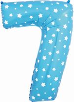 Шар (40"/102 см) Цифра, 7, Звездочки, Голубой, в упаковке 1 шт.