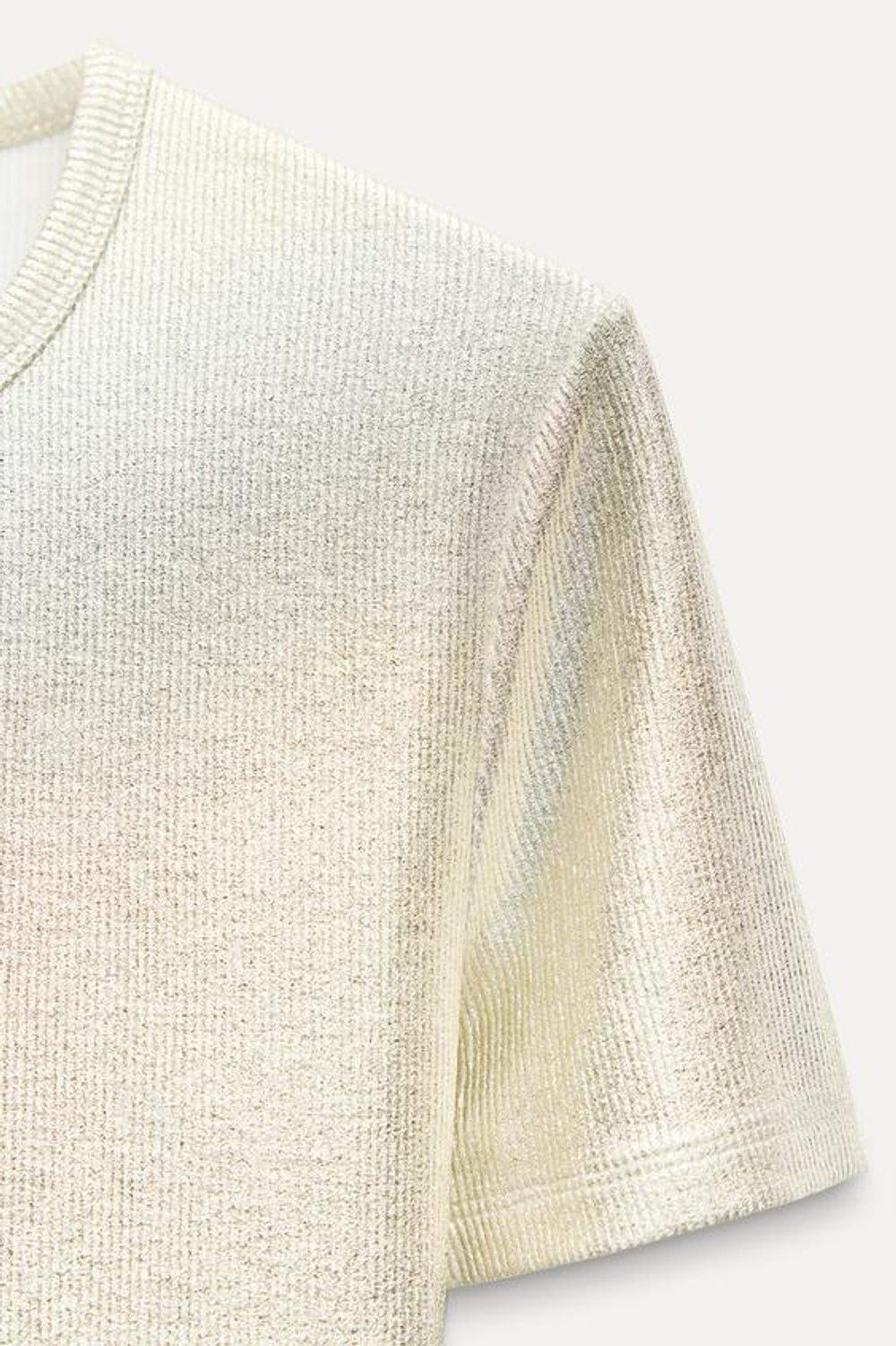 ZARA ТОП В РУБЧИК С МЕТАЛЛИЧЕСКИМ БЛЕСКОМ, ЗОЛОТИСТЫЙ