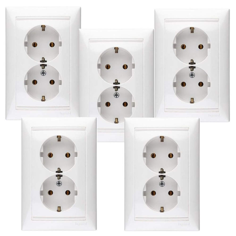 4370/4400 Розетка 2 поста с заземлением 5 шт белая