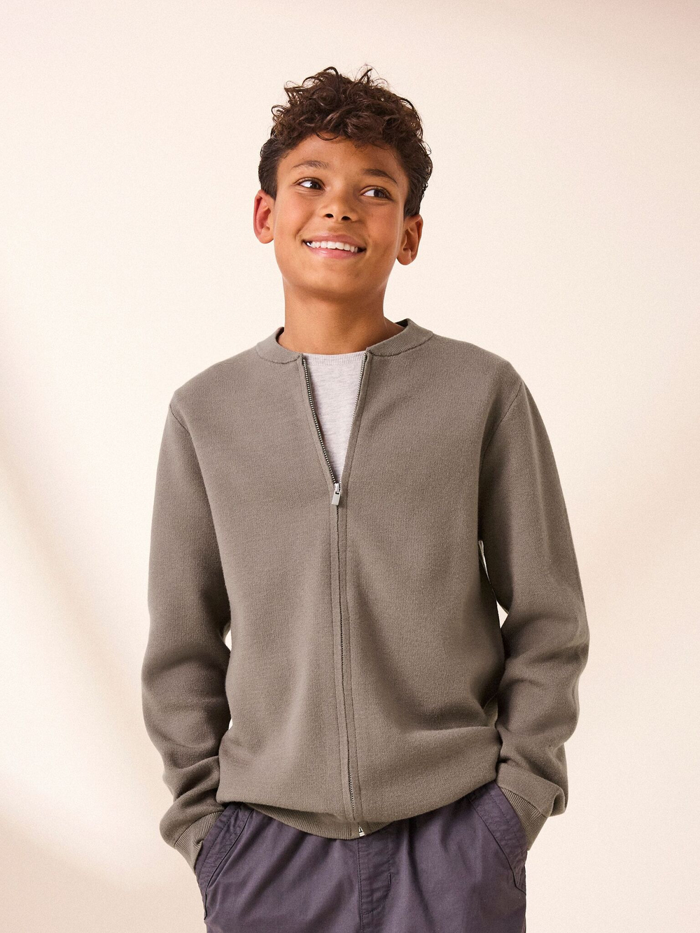 Толстовка на молнии для мальчика Next K84-008, Бежевый