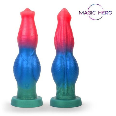 Цветной фантазийный вибратор с возвратно-поступательными движениями и ротацией - 26 см. (Цвет: разноцветный)