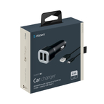 Автомобильное зарядное устройство 2 USB 2.4А + кабель USB - Type-C, черный