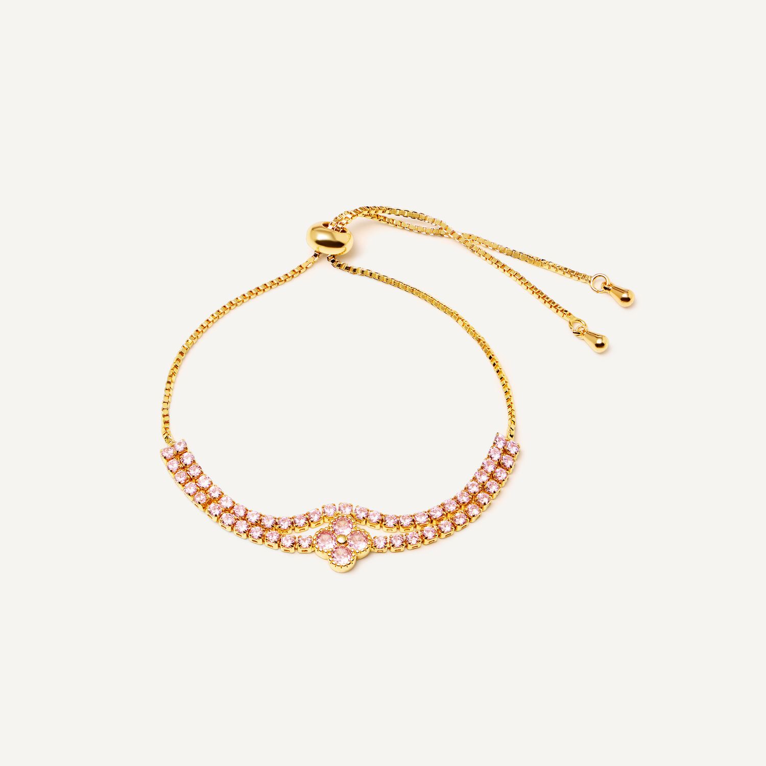 Браслет Daintith Pink Clover Bracelet - Gold