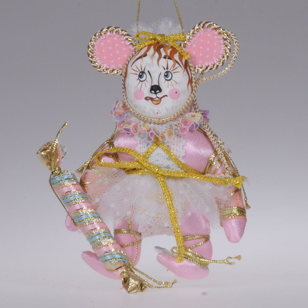 Ёлочная игрушка "Мышка с конфетой"