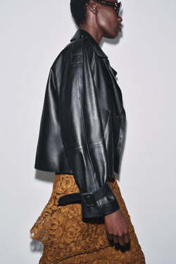 ZARA КОЖАНАЯ КУРТКА ZW COLLECTION LIMITED EDITION, ЧЕРНЫЙ