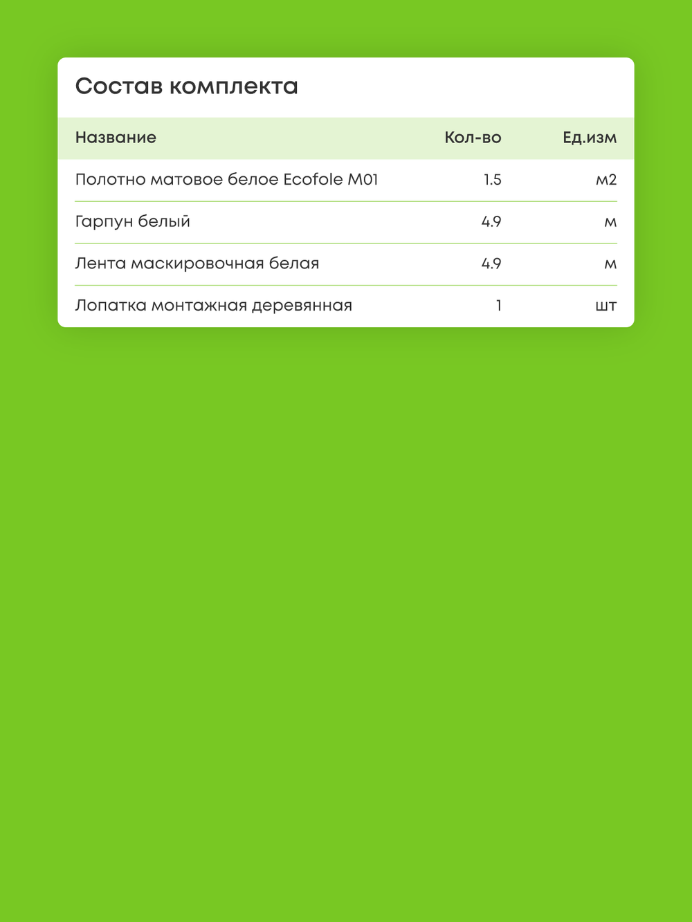 Матовый натяжной потолок 1.5 м2
